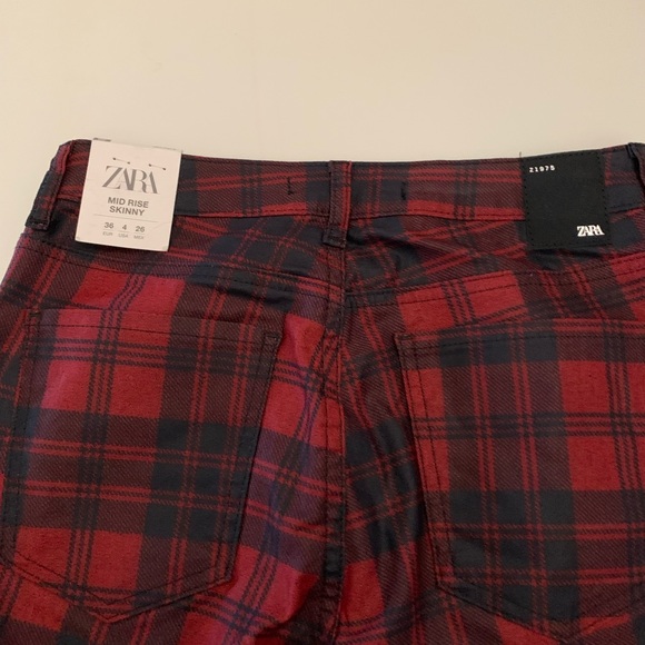NWT Zara beautiful plaid mid waist pant, size 4 - Picture 7 of 7
